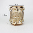 GobekUsa Gold Plated Hollow Glass Jar: Elegant Makeup Brush & Pen Holder