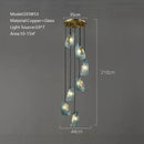 GobekUsa LED Art Deco Blue Peacock Leaf Copper Ceiling Chandelier for Living Room