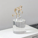 GobekUsa Geometric Crystal Sculpture: Golden Metal Handcrafted Worker Figurine