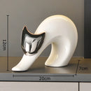 GobekUsa Ceramic Kitten Statue White Cat Sculpture Room Decor Aesthetics