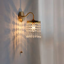 GobekUsa Crystal LED Wall Sconce Brass Mirror Light Modern Nordic Pull Chain Switch