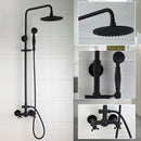 GobekUsa 8 Inch Matte Black Shower Faucet Set with Hand Spray and Rainfall Head