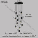 GobekUsa LED Staircase Chandelier: Adjustable Modern Living Room Lighting for Villa Decoration