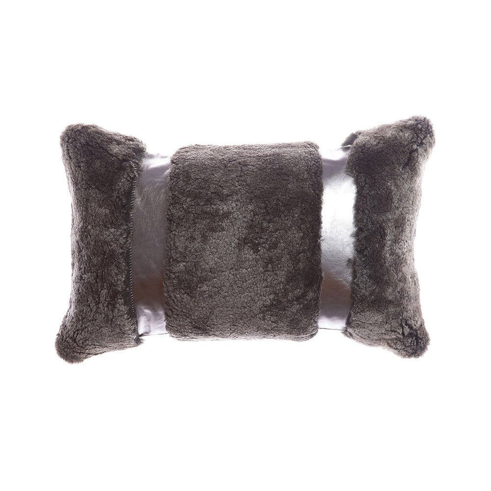 Shearling & Leather Lumbar Pillow, photo 2 of 7