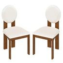 Sherpa Dining Chairs Set of 2 with Rubber Wood Legs for Living Room Restaurant-White by LJGDeals