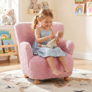 Kids Sherpa Armchair with Solid Wood Legs - Light Pink by LJGDeals