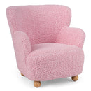 Kids Sherpa Armchair with Solid Wood Legs - Light Pink