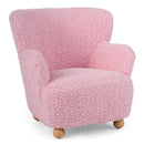 Kids Sherpa Armchair with Solid Wood Legs - Light Pink by LJGDeals
