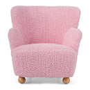 Kids Sherpa Armchair with Solid Wood Legs - Light Pink