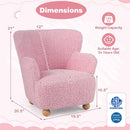 Kids Sherpa Armchair with Solid Wood Legs - Light Pink