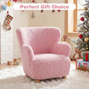Kids Sherpa Armchair with Solid Wood Legs - Light Pink by LJGDeals