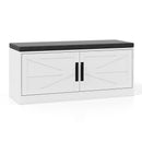 Shoe Bench with Cushion Farmhouse Shoe Rack Organizer with 2 Barn Doors-White by LJGDeals