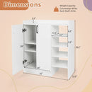 Shoe Cabinet with 2 Doors Shoe Storage Organizer with 2 Adjustable Inner Shelves-White by LJGDeals