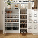 Shoe Cabinet with 2 Doors Shoe Storage Organizer with 2 Adjustable Inner Shelves-White by LJGDeals