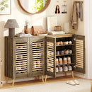 Shoe Cabinet with Louvered Doors and Removable Shelves by LJGDeals