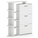 Shoe Cabinet with Open Shelves Modern Shoe Organizer with 3 Flip Drawers by LJGDeals