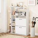 Shoe Cabinet with Open Shelves Modern Shoe Organizer with 3 Flip Drawers by LJGDeals