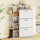 Shoe Cabinet with Open Shelves Modern Shoe Organizer with 3 Flip Drawers by LJGDeals
