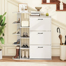 Shoe Cabinet with Open Shelves Modern Shoe Organizer with 3 Flip Drawers by LJGDeals