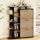 Shoe Cabinet with Open Shelves Modern Shoe Organizer with 3 Flip Drawers by LJGDeals