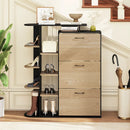 Shoe Cabinet with Open Shelves Modern Shoe Organizer with 3 Flip Drawers by LJGDeals