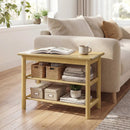 Shoe Rack Bench 3-Tier Rubberwood Shoe Changing Bench-Natrual by LJGDeals