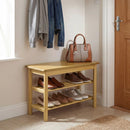Shoe Rack Bench 3-Tier Rubberwood Shoe Changing Bench-Natrual by LJGDeals