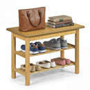 Shoe Rack Bench 3-Tier Rubberwood Shoe Changing Bench-Natrual by LJGDeals