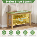 Shoe Rack Bench 3-Tier Rubberwood Shoe Changing Bench-Natrual by LJGDeals