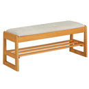 Shoe Rack Bench with Storage 2-Tier Rubberwood Entryway Bench with Flip-Open Storage by LJGDeals