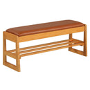 Shoe Rack Bench with Storage 2-Tier Rubberwood Entryway Bench with Flip-Open Storage by LJGDeals