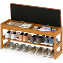 Shoe Rack Bench with Storage 2-Tier Rubberwood Entryway Bench with Flip-Open Storage by LJGDeals