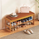 Shoe Rack Bench with Storage 2-Tier Rubberwood Entryway Bench with Flip-Open Storage by LJGDeals