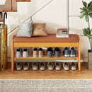 Shoe Rack Bench with Storage 2-Tier Rubberwood Entryway Bench with Flip-Open Storage by LJGDeals