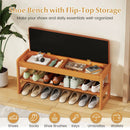 Shoe Rack Bench with Storage 2-Tier Rubberwood Entryway Bench with Flip-Open Storage by LJGDeals