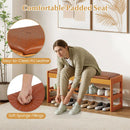 Shoe Rack Bench with Storage 2-Tier Rubberwood Entryway Bench with Flip-Open Storage by LJGDeals
