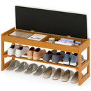 Shoe Rack Bench with Storage 2-Tier Rubberwood Entryway Bench with Flip-Open Storage by LJGDeals