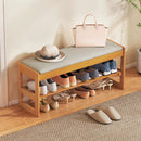 Shoe Rack Bench with Storage 2-Tier Rubberwood Entryway Bench with Flip-Open Storage by LJGDeals