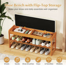 Shoe Rack Bench with Storage 2-Tier Rubberwood Entryway Bench with Flip-Open Storage by LJGDeals