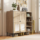 Shoe Rack Organizer with Flip-up See-through Doors and Adjustable Shelves-Oak by LJGDeals