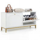 Shoe Storage Bench Narrow Entryway Bench with 2 Flip Drawers Adjustable Shelves-White by LJGDeals