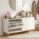 Shoe Storage Bench Narrow Entryway Bench with 2 Flip Drawers Adjustable Shelves-White by LJGDeals