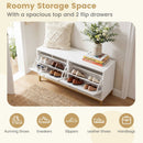 Shoe Storage Bench Narrow Entryway Bench with 2 Flip Drawers Adjustable Shelves-White by LJGDeals