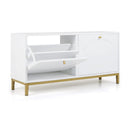 Shoe Storage Bench Narrow Entryway Bench with 2 Flip Drawers Adjustable Shelves-White by LJGDeals