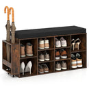 Shoe Storage Bench with Umbrella Stand 10-Cubby Entryway Shoe Rack Organizer by LJGDeals