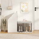 Shoe Storage Bench with Removable Seat Cushion and 6 Storage Compartments-White by LJGDeals