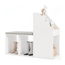 Shoe Storage Bench with Removable Seat Cushion and 6 Storage Compartments-White by LJGDeals