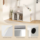 Shoe Storage Bench with Removable Seat Cushion and 6 Storage Compartments-White by LJGDeals