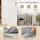 Shoe Storage Bench with Removable Seat Cushion and 6 Storage Compartments-White by LJGDeals