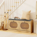 Shoe Storage Bench with Cushion Entryway Rattan Shoe Bench-Natural by LJGDeals